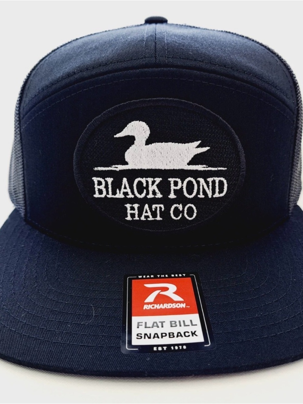 Black Pond Hat Co. Flat Bill Mesh Snapback Richardson 168 7 Panel Cap Hat